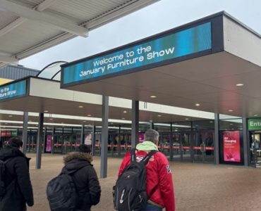 Attendees arriving at NEC Birmingham for the January Furniture Show 2025.