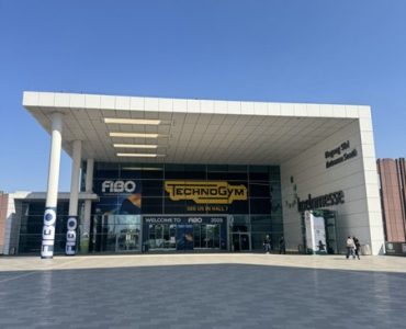 Entrance to FIBO 2025 at Koelnmesse Exhibition Centre in Cologne, Germany.